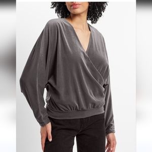 Express Velvet V-Neck Long Sleeve Faux Wrap Top